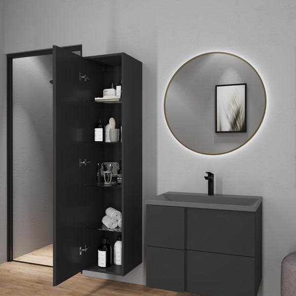 Изображение товара Шкаф-пенал для ванной Lauter Навесной Nelli (антрацит п/мат)