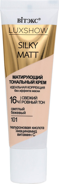 Изображение товара Тональный крем Витэкс Luxshow Silky Matt без эффекта маски тон 101 Светлый бежевый (30мл)