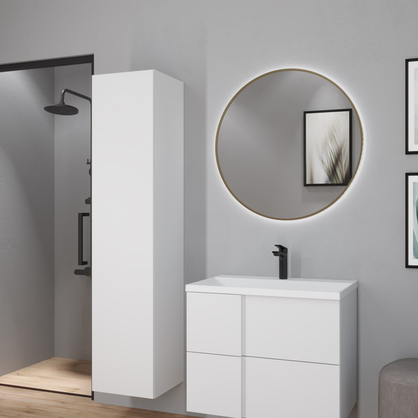 Изображение товара Шкаф-пенал для ванной Lauter Навесной Nelli (бело-серый п/мат)