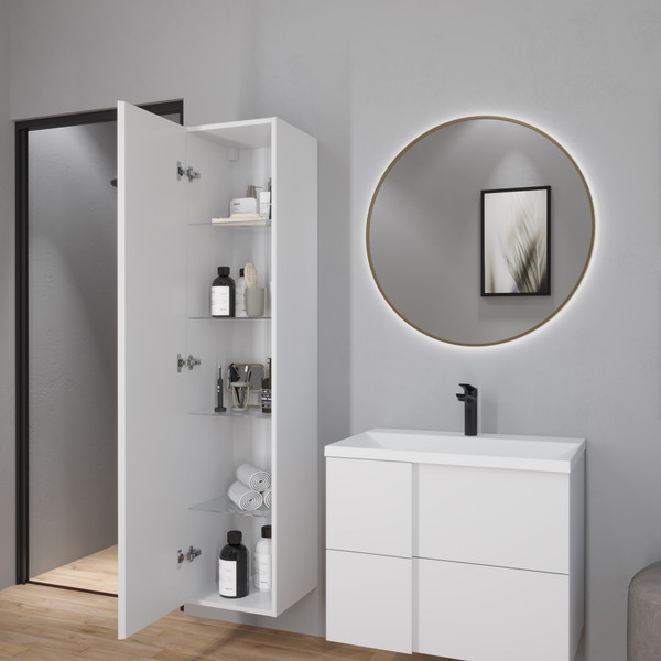 Изображение товара Шкаф-пенал для ванной Lauter Навесной Nelli (бело-серый п/мат)