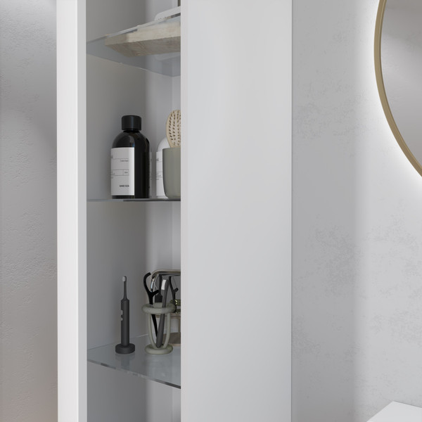 Изображение товара Шкаф-пенал для ванной Lauter Навесной Nelli (бело-серый п/мат)