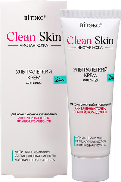 Изображение товара Крем для лица Витэкс Clean Skin Ультралегкий 24ч с анти-акне комплексом (50мл)