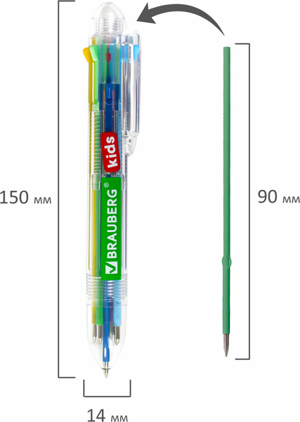 Изображение товара Ручка шариковая Brauberg Kids Многоцветная / 143938