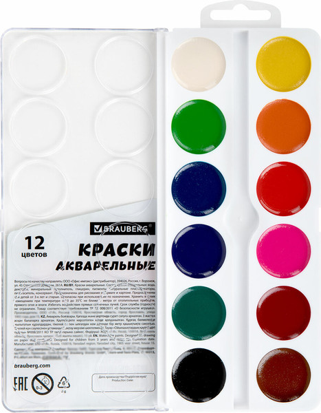 Изображение товара Акварельные краски Brauberg 192565 (12цв)