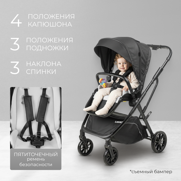 Изображение товара Детская прогулочная коляска Labalu Wave Q7 (черный)