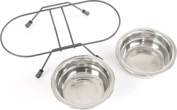 Изображение товара Миска для животных ZooZooZoo Двойная на подставке SWT-6010-400 (черные ножки)