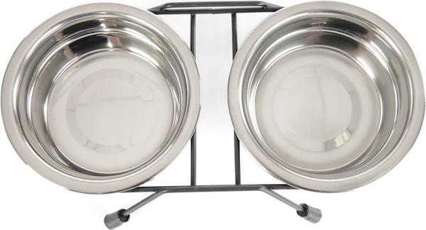 Изображение товара Миска для животных ZooZooZoo Двойная на подставке SWT-6010-400 (черные ножки)