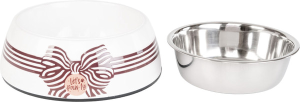 Изображение товара Миска для животных ZooZooZoo На подставке SWT-6045B-450 (M, белый/коричневый)