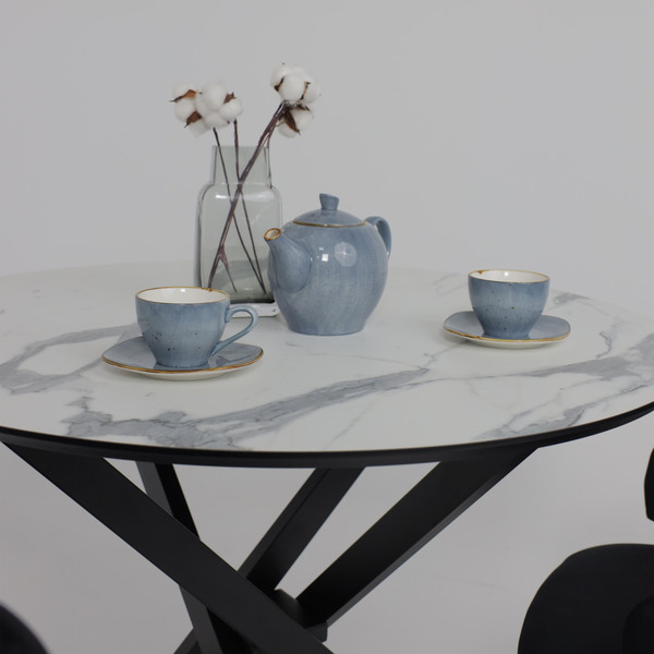 Изображение товара Обеденный стол Аврора Мехико D950 (мрамор белый/черный матовый)