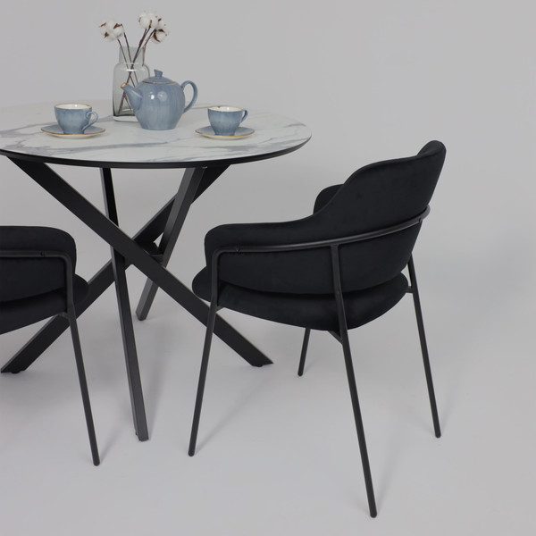 Изображение товара Обеденный стол Аврора Мехико D950 (мрамор белый/черный матовый)