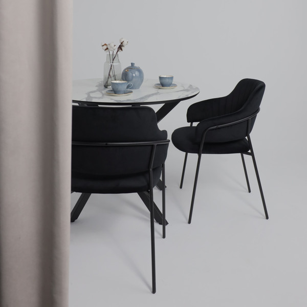 Изображение товара Обеденный стол Аврора Мехико D950 (мрамор белый/черный матовый)