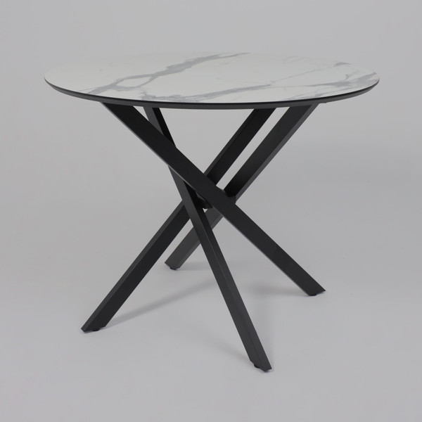 Изображение товара Обеденный стол Аврора Мехико D950 (мрамор белый/черный матовый)