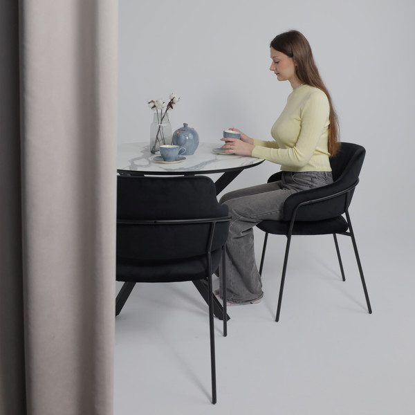 Изображение товара Обеденный стол Аврора Мехико D950 (мрамор белый/черный матовый)