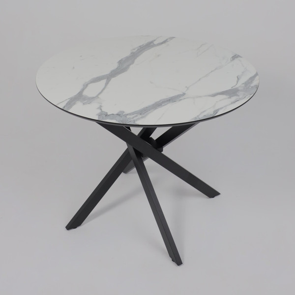 Изображение товара Обеденный стол Аврора Мехико D950 (мрамор белый/черный матовый)