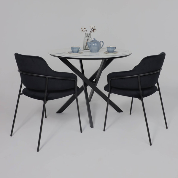 Изображение товара Обеденный стол Аврора Мехико D950 (мрамор белый/черный матовый)