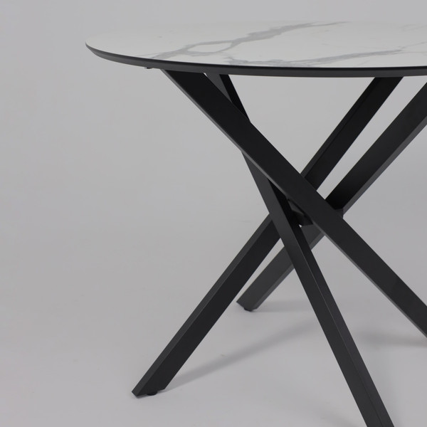 Изображение товара Обеденный стол Аврора Мехико D950 (мрамор белый/черный матовый)