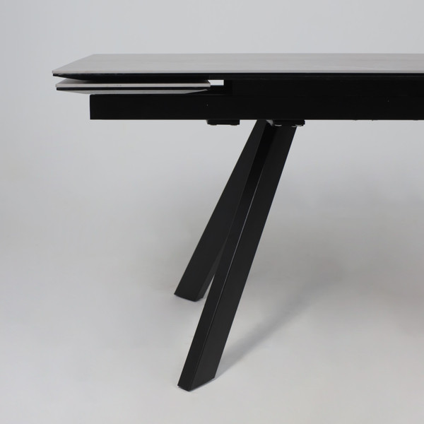 Изображение товара Обеденный стол Аврора Монако 1600/2240x900 (камень серый Greys Grey/черный матовый)