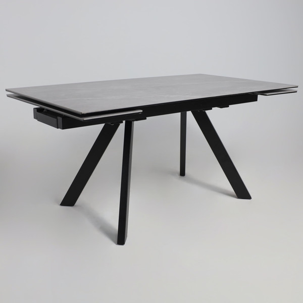 Изображение товара Обеденный стол Аврора Монако 1600/2240x900 (камень серый Greys Grey/черный матовый)