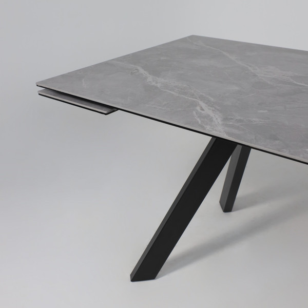 Изображение товара Обеденный стол Аврора Монако 1600/2240x900 (камень серый Greys Grey/черный матовый)
