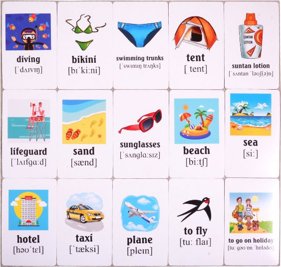 Изображение товара Развивающие карточки Улыбка В отпуске. Учим английские слова (4607929348457)