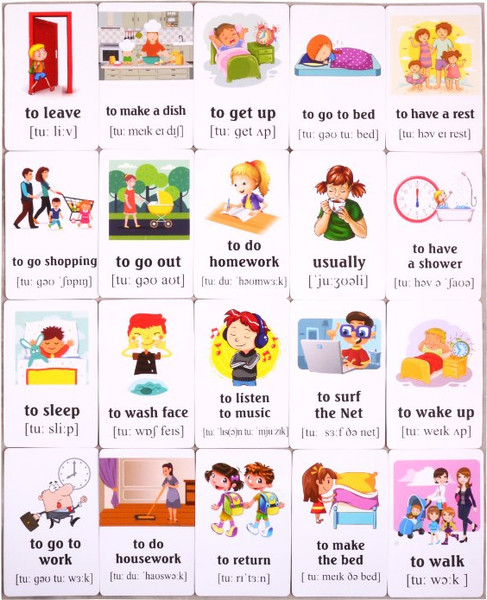 Изображение товара Развивающие карточки Улыбка Мой день. Учим английские слова (4607929348501)