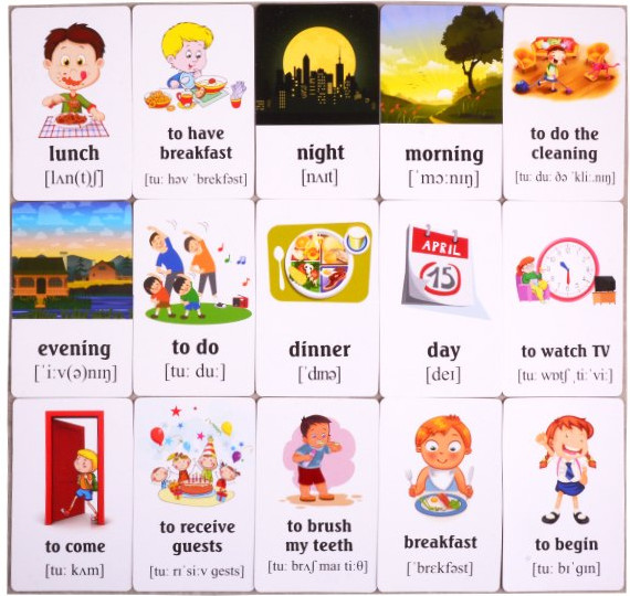 Изображение товара Развивающие карточки Улыбка Мой день. Учим английские слова (4607929348501)