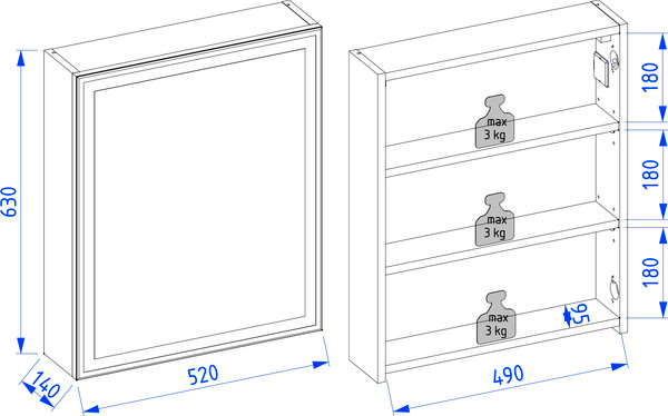 Изображение товара Шкаф с зеркалом для ванной Lauter Emma (с подсветкой, белый глянец)