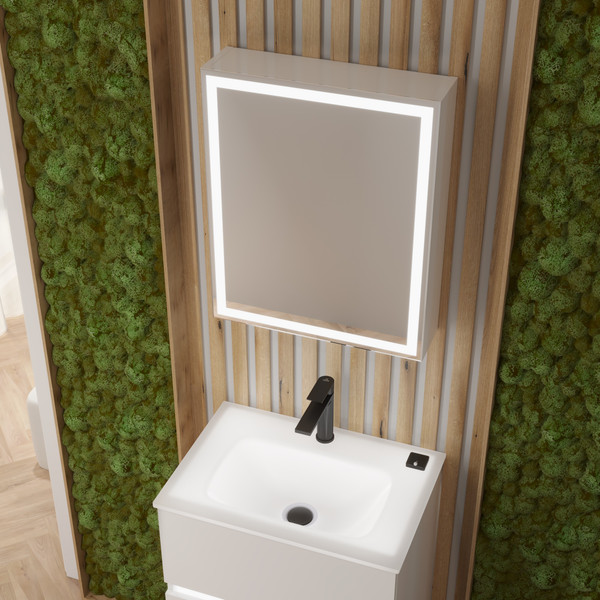 Изображение товара Шкаф с зеркалом для ванной Lauter Emma (с подсветкой, белый глянец)