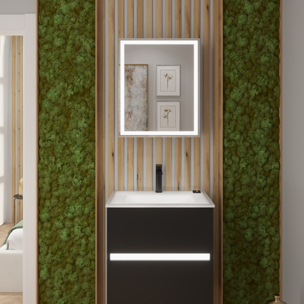 Изображение товара Шкаф с зеркалом для ванной Lauter Emma (с подсветкой, черный мат)