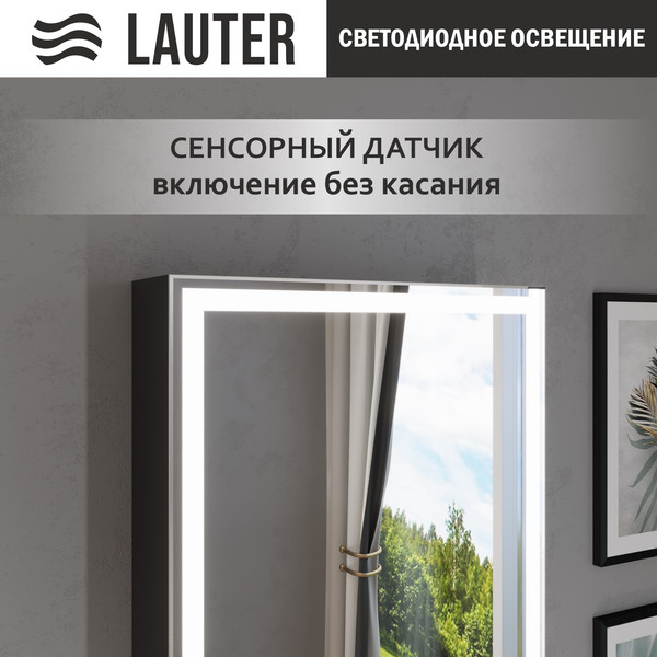 Изображение товара Шкаф с зеркалом для ванной Lauter Emma (с подсветкой, черный мат)