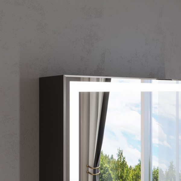 Изображение товара Шкаф с зеркалом для ванной Lauter Emma (с подсветкой, черный мат)