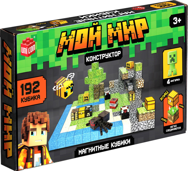 Изображение товара Конструктор магнитный Unicon Магнитные кубики. Мой мир T049 / 10576108 (192эл)