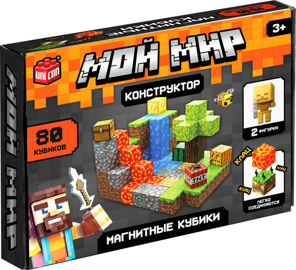 Изображение товара Конструктор магнитный Unicon Магнитные кубики. Мой мир T051 / 10576107 (80эл)
