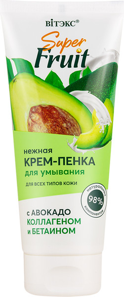 Изображение товара Пенка для умывания Витэкс Super Fruit Нежная с авокадо, коллагеном и бетаином (200мл)