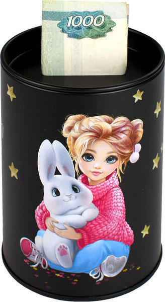 Изображение товара Копилка Феникс+ Девочка и зайка / 69368 (черный)