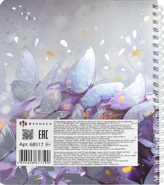 Изображение товара Тетрадь Феникс+ Copybook. Девушка с бабочками / 68517