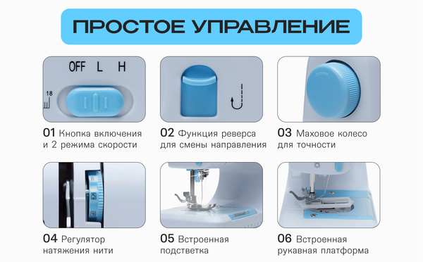 Изображение товара Швейная машина RAGEX R1102-100 (белый/голубой)