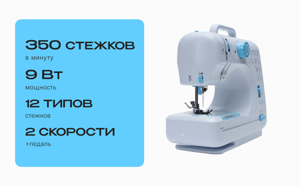 Изображение товара Швейная машина RAGEX R1102-100 (белый/голубой)