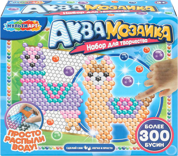 Изображение товара Развивающая игра MultiArt Аквамозаика 300 бусин лама / AB300-LAMA