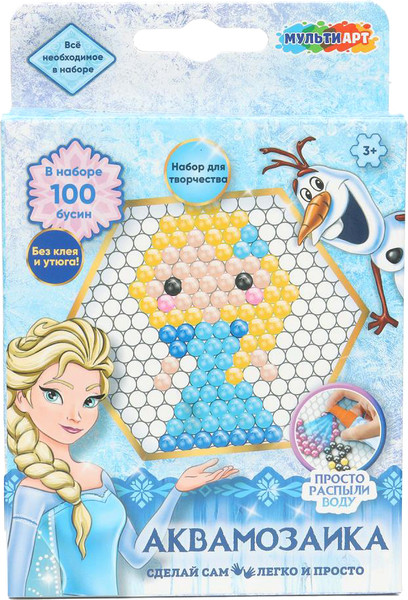 Изображение товара Развивающая игра MultiArt Аквамозаика 100 бусин снежная принцесса / AB-100FR