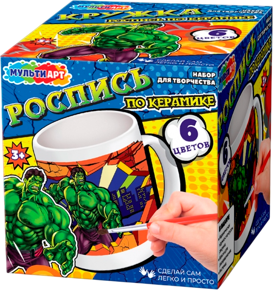 Изображение товара Набор для творчества MultiArt Кружка для росписи зеленый супер-герой / MUG-094679