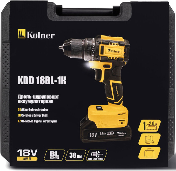 Изображение товара Аккумуляторная дрель-шуруповерт Kolner KDD 18BL-1K