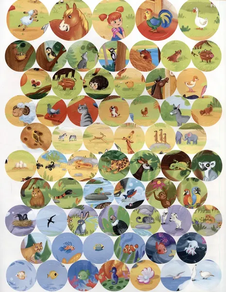 Изображение товара Развивающая книга Malamalama Виммельбух с наклейками. Животные, мягкая обложка