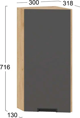 Изображение товара Шкаф навесной для кухни ТриЯ Гренада 1В3Т (дуб крафт золотой/холст вулкан)