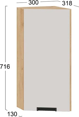 Изображение товара Шкаф навесной для кухни ТриЯ Гренада 1В3Т (дуб крафт золотой/холст мокко)