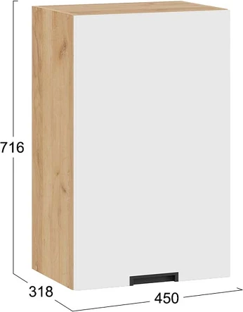 Изображение товара Шкаф навесной для кухни ТриЯ Гренада 1В45 (дуб крафт золотой/холст белый)