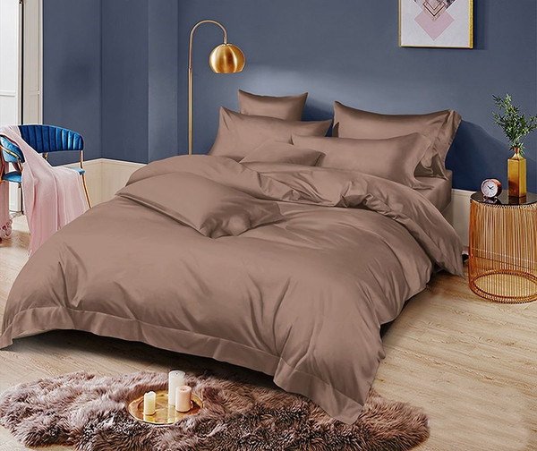 Изображение товара Комплект постельного белья Реноме Евро Оливковая коллекция Молочный шоколад 18-1324 (поплин однотонный)