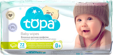Изображение товара Влажные салфетки детские Topa 72шт