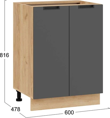 Изображение товара Шкаф-стол кухонный ТриЯ Гренада 1Н6 (дуб крафт золотой/холст вулкан)