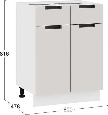 Изображение товара Шкаф-стол кухонный ТриЯ Гренада 1Н6Я1 (белый/холст мокко)